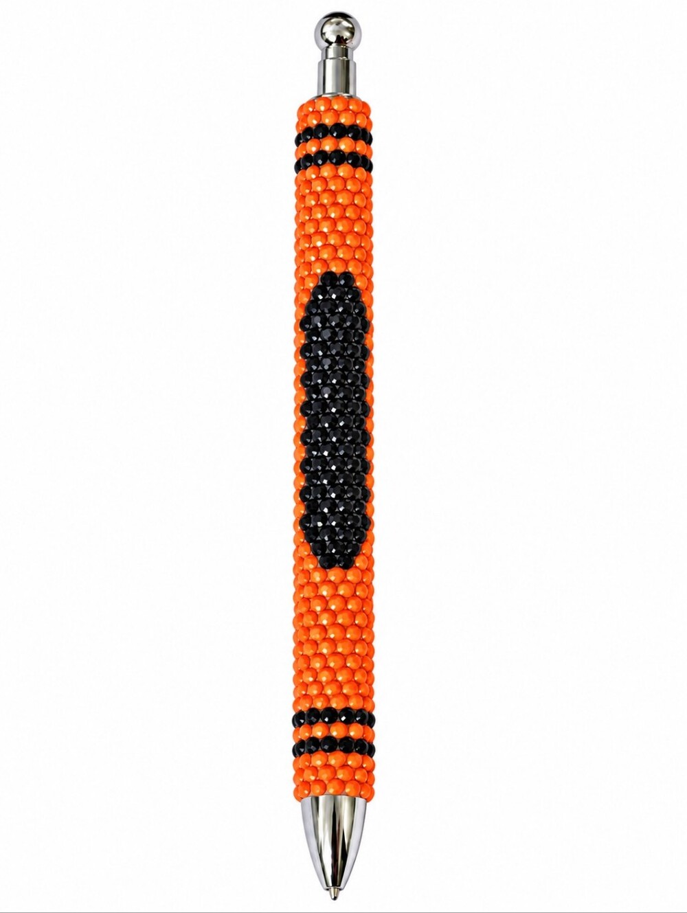 Handmade Rhinestone Diamond Dot Refillable Pen Interchangeable Orange Black
